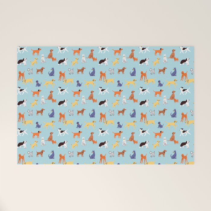 Funny dog animal cartoon art pattern Welcome Mat Gallery Image 1
