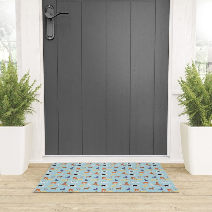 Funny dog animal cartoon art pattern Welcome Mat Gallery Image 3
