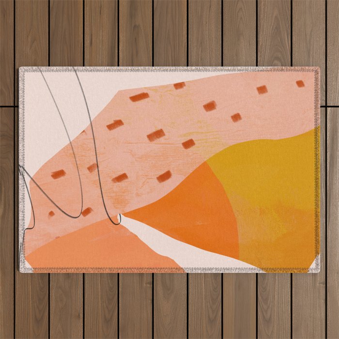 Abstract Sherbet Shapes Of Orange And Yellow. Outdoor Rug Gallery Image 1