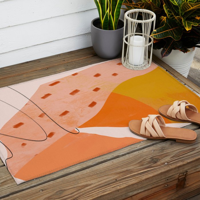 Abstract Sherbet Shapes Of Orange And Yellow. Outdoor Rug Gallery Image 2