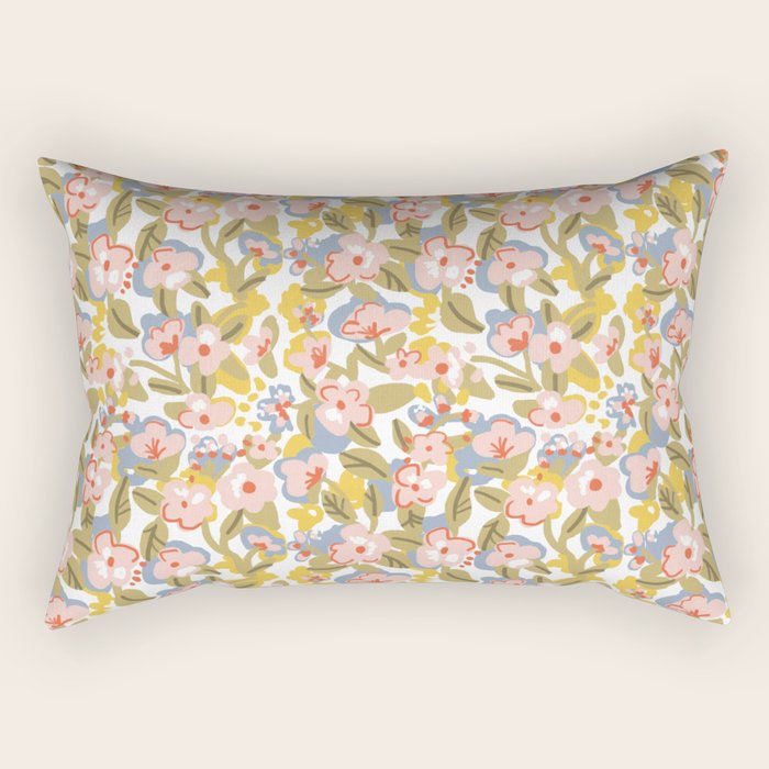 Colorful flower pattern Rectangular Pillow Gallery Image 1