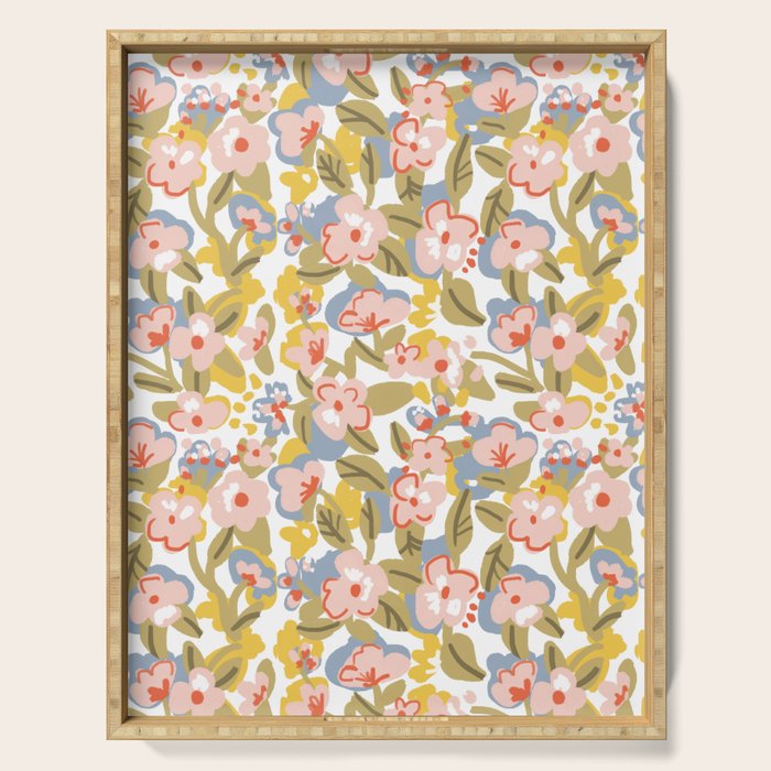 Colorful flower pattern Serving Tray Gallery Image 1