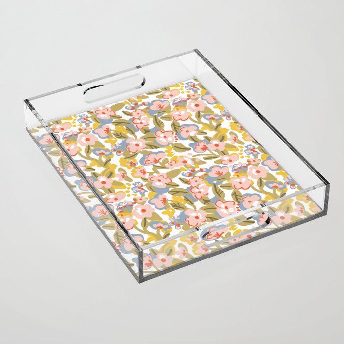 Colorful flower pattern Acrylic Tray Gallery Image 1