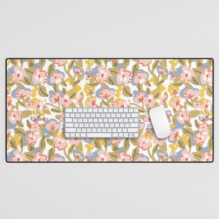 Colorful flower pattern Desk Mat Gallery Image 1