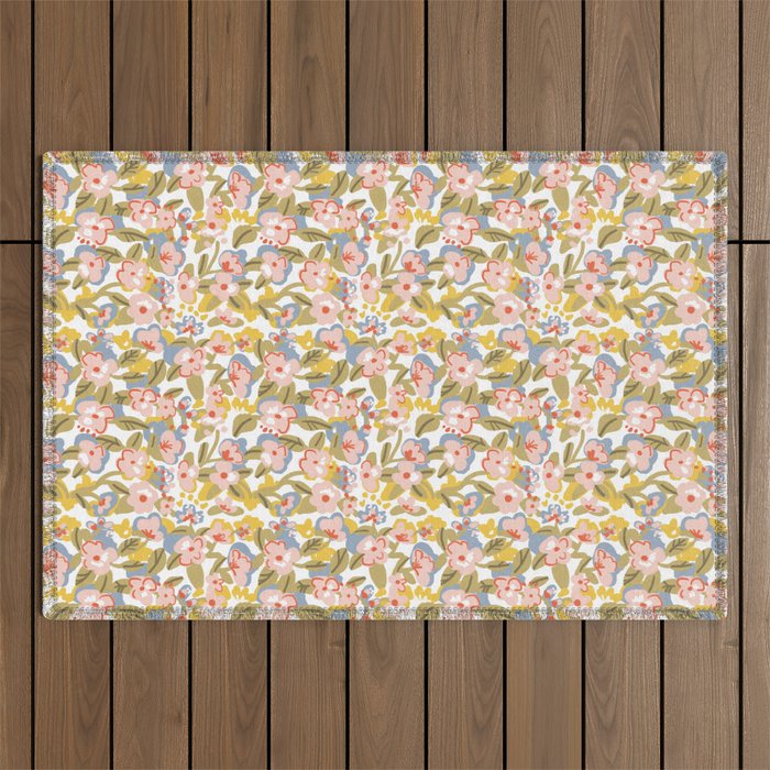 Colorful flower pattern Outdoor Rug Gallery Image 1