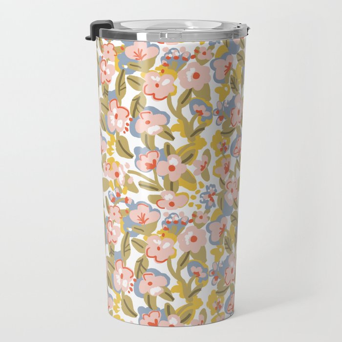 Colorful flower pattern Travel Mug Gallery Image 3