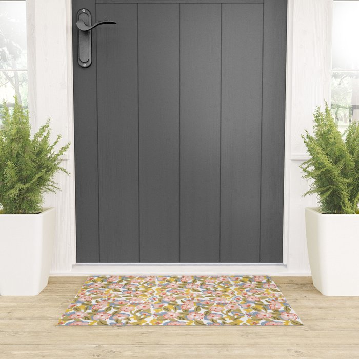 Colorful flower pattern Welcome Mat Gallery Image 3