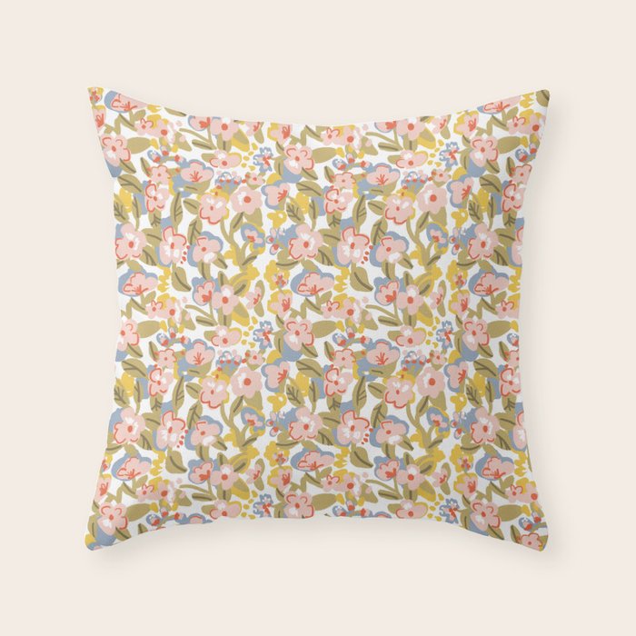 Colorful flower pattern Throw Pillow Gallery Image 1