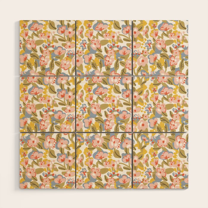 Colorful flower pattern Wood Wall Art Gallery Image 1