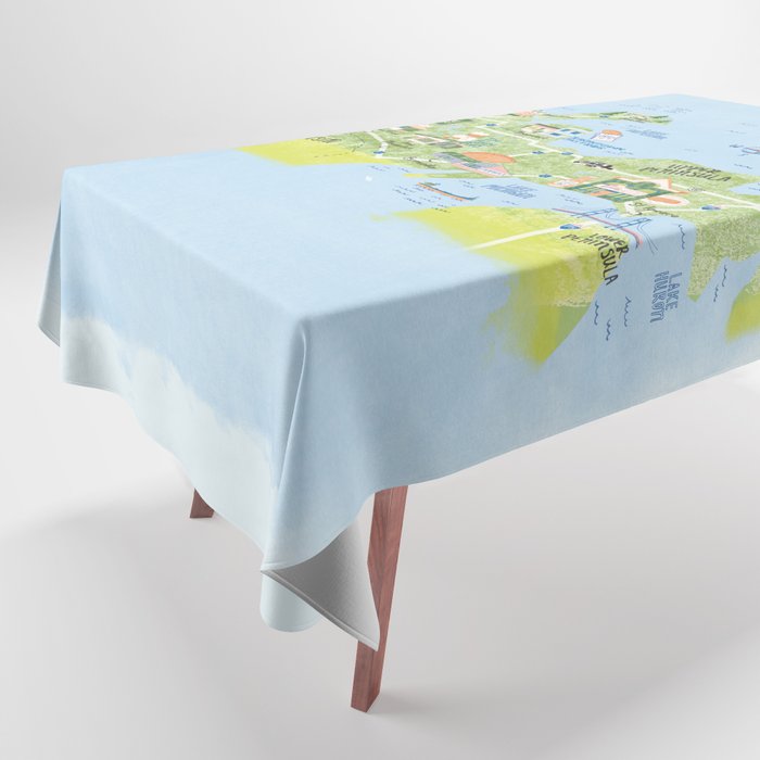 Map of Northern Michigan - Pasty Tour in Blue Tablecloth Gallery Image 1