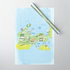 Map of Northern Michigan - Pasty Tour in Blue Wrapping Paper Gallery Image 1