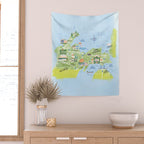 Map of Northern Michigan - Pasty Tour in Blue Wall Tapestry Gallery Image 2