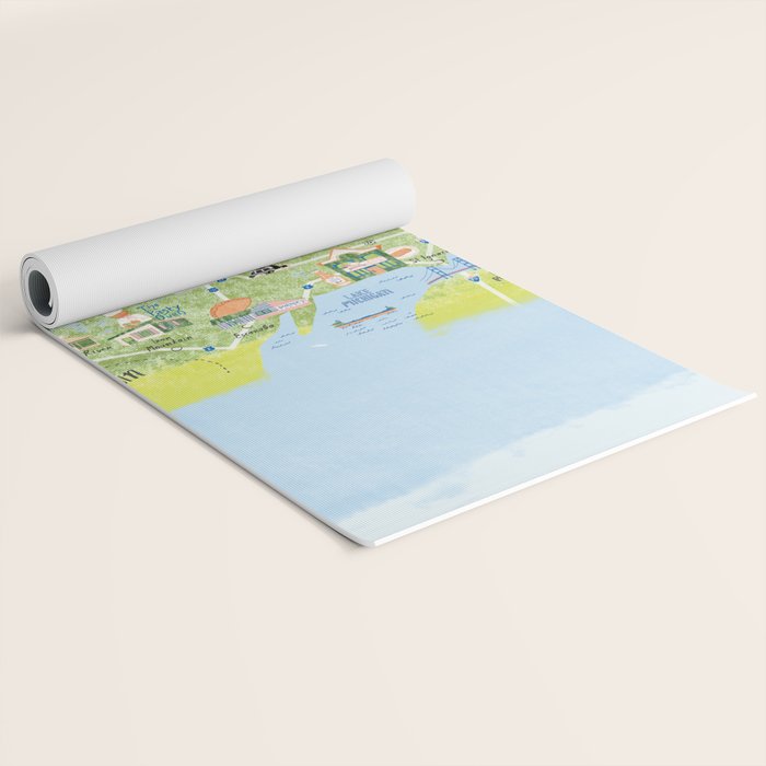 Map of Northern Michigan - Pasty Tour in Blue Yoga Mat Gallery Image 2