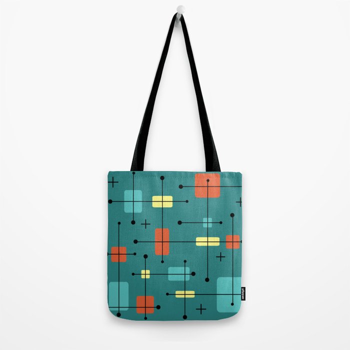 Rounded Rectangles Squares Teal Tote Bag Gallery Image 2