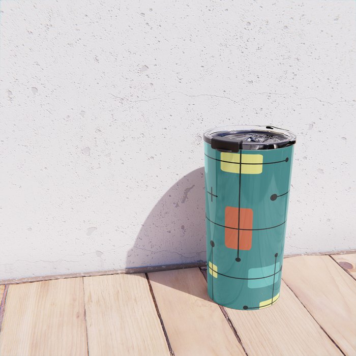 Rounded Rectangles Squares Teal Travel Mug Gallery Image 4