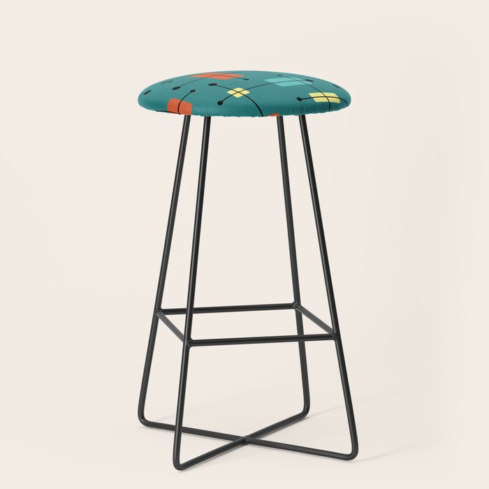 Rounded Rectangles Squares Teal Stool Gallery Image 1