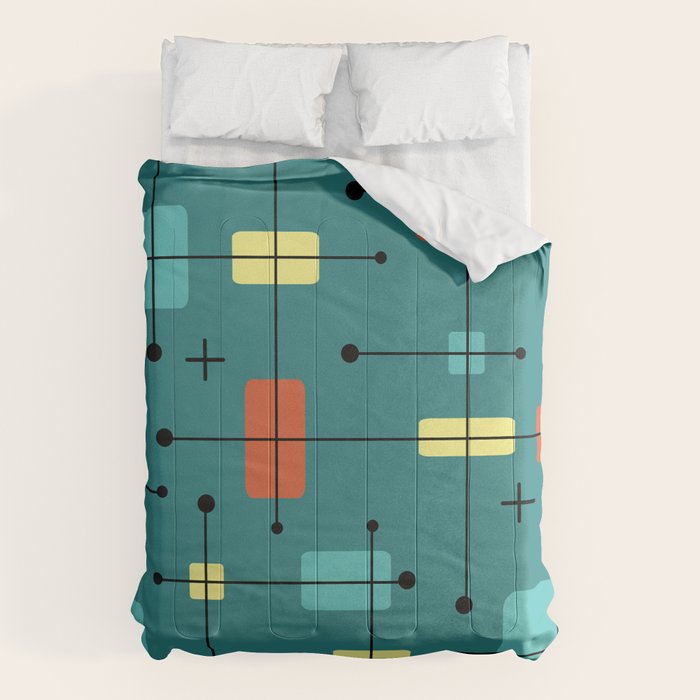 Rounded Rectangles Squares Teal Comforter Gallery Image 1