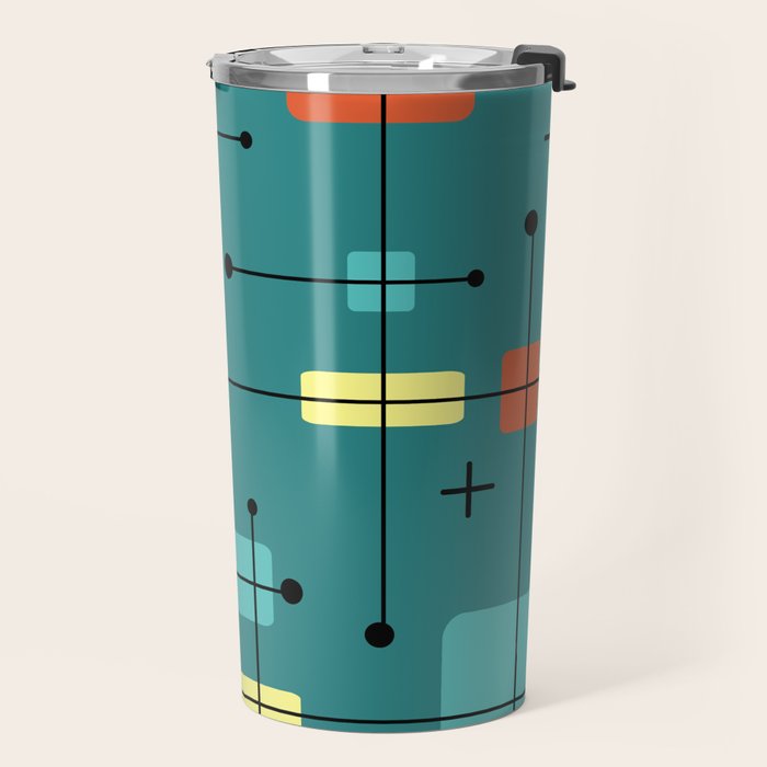 Rounded Rectangles Squares Teal Travel Mug Gallery Image 2