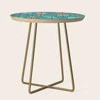 Rounded Rectangles Squares Teal Side Table Gallery Image 1