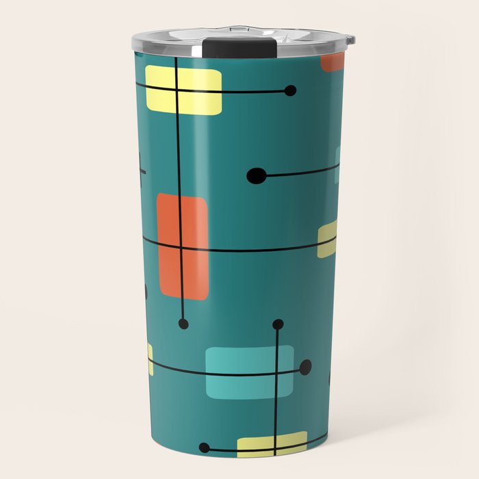 Rounded Rectangles Squares Teal Travel Mug Gallery Image 1