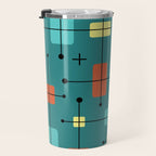 Rounded Rectangles Squares Teal Travel Mug Gallery Image 3
