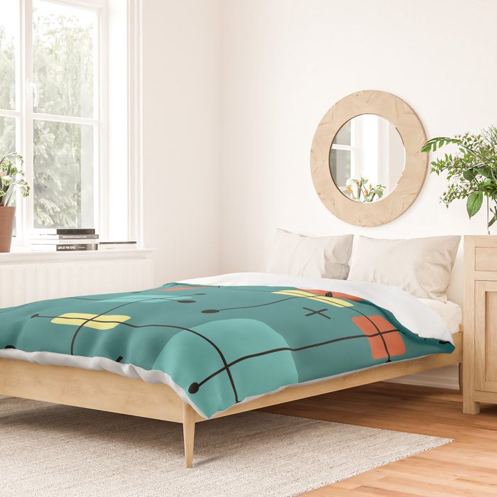 Rounded Rectangles Squares Teal Duvet Cover Gallery Image 2