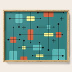 Rounded Rectangles Squares Teal Serving Tray Gallery Image 1