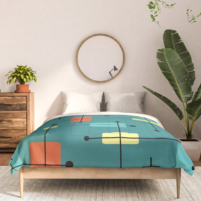 Rounded Rectangles Squares Teal Comforter Gallery Image 3