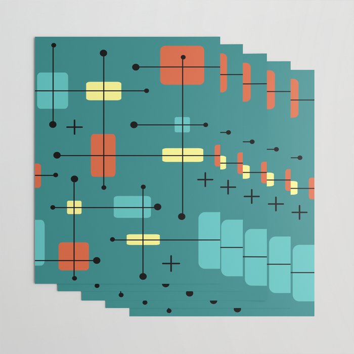 Rounded Rectangles Squares Teal Wrapping Paper Gallery Image 3