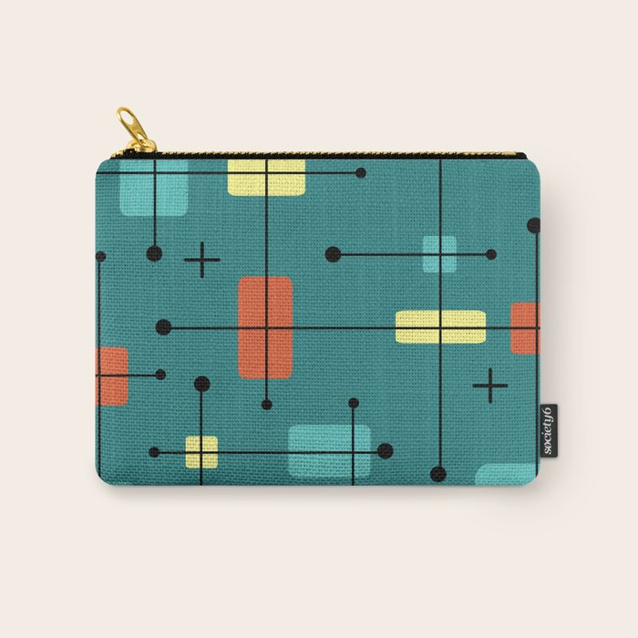 Rounded Rectangles Squares Teal Carry All Pouch Gallery Image 1