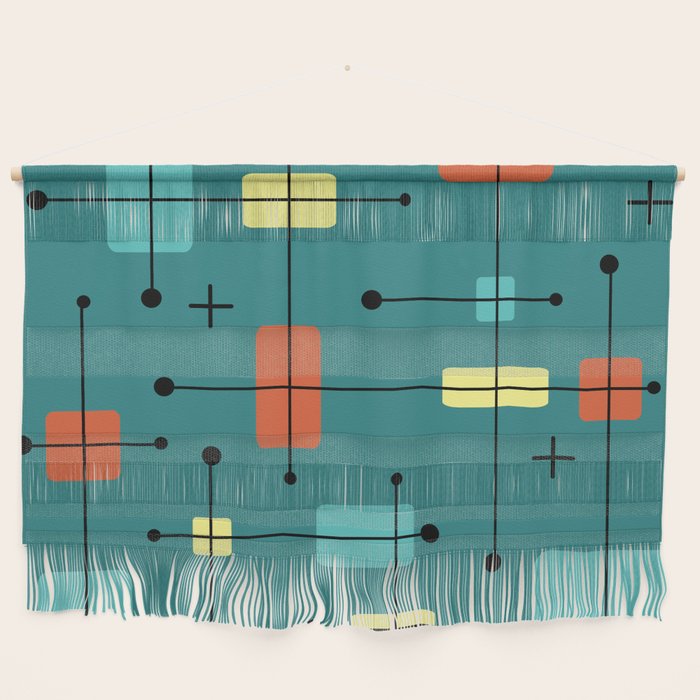 Rounded Rectangles Squares Teal Wall Hanging Gallery Image 1