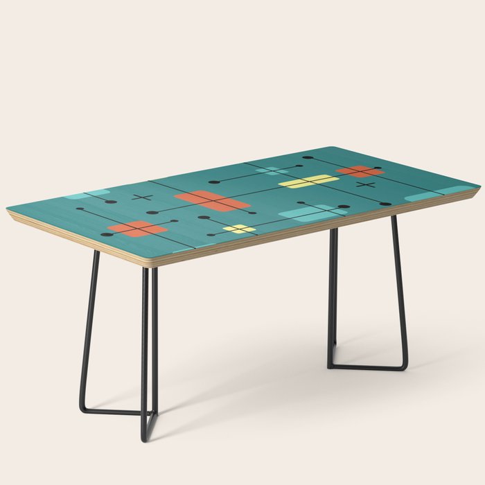 Rounded Rectangles Squares Teal Coffee Table Gallery Image 1