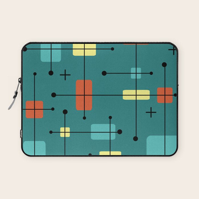 Rounded Rectangles Squares Teal Laptop Sleeve Gallery Image 1