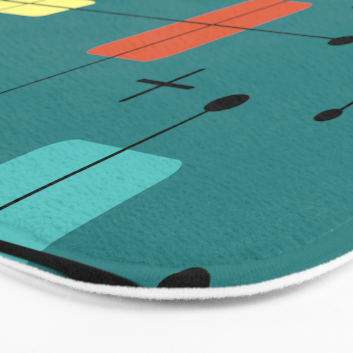 Rounded Rectangles Squares Teal Bath Mat Gallery Image 3
