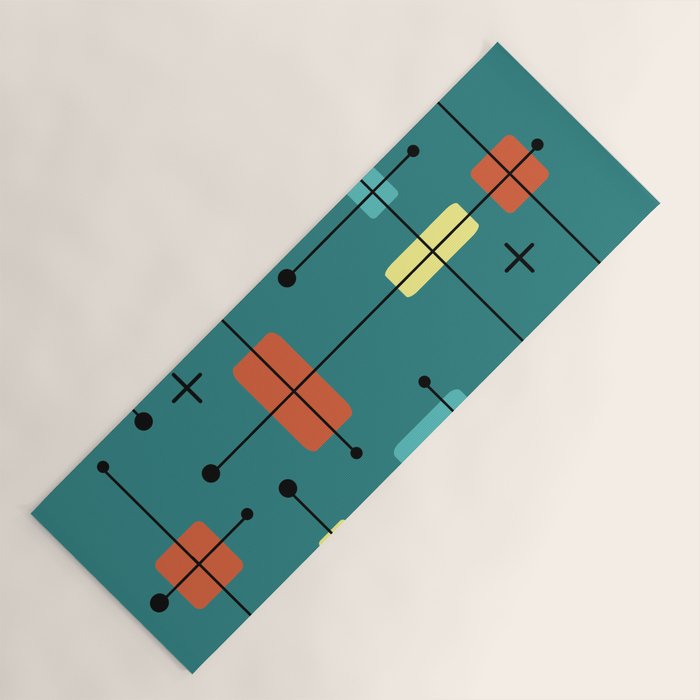 Rounded Rectangles Squares Teal Yoga Mat Gallery Image 1