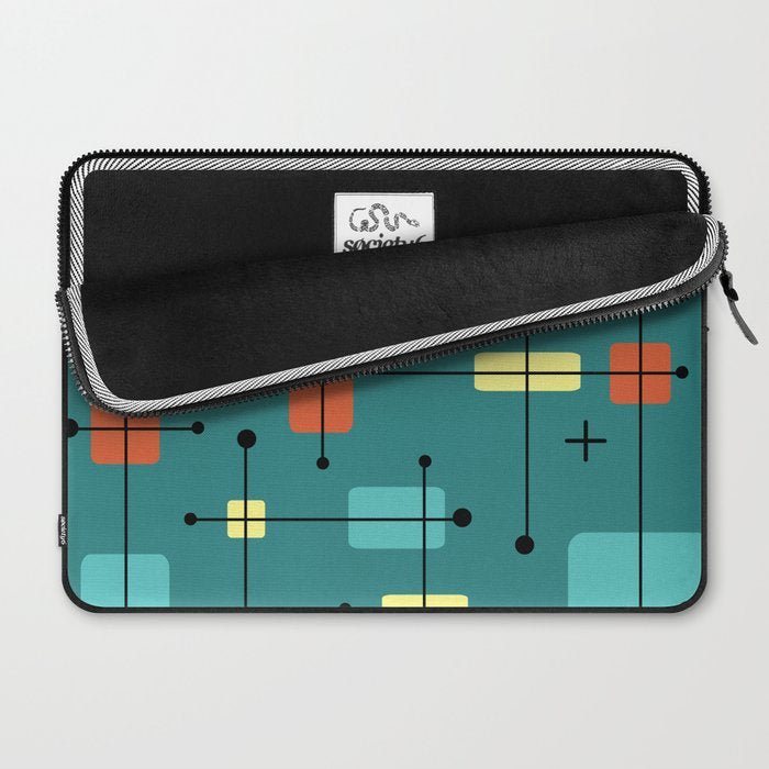 Rounded Rectangles Squares Teal Laptop Sleeve Gallery Image 2