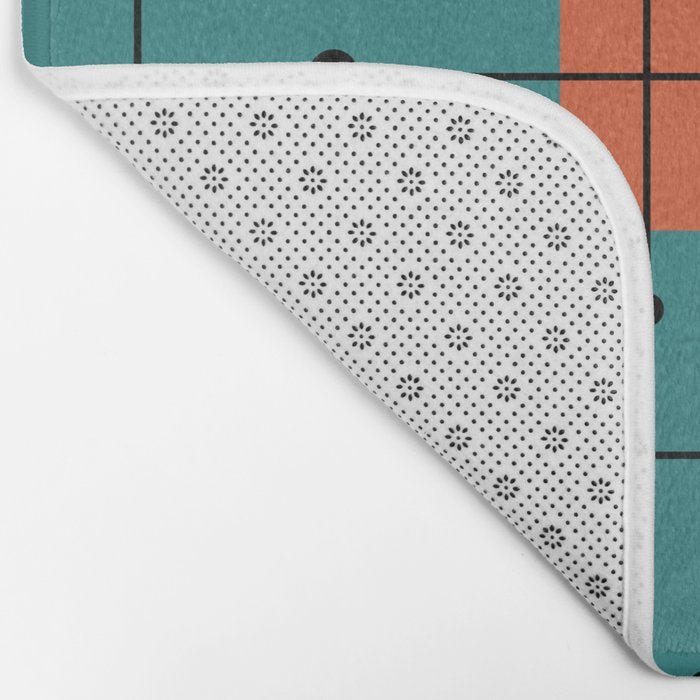 Rounded Rectangles Squares Teal Bath Mat Gallery Image 2