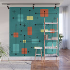 Rounded Rectangles Squares Teal Wall Mural Gallery Image 1
