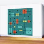 Rounded Rectangles Squares Teal Wall Mural Gallery Image 2