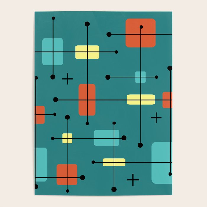 Rounded Rectangles Squares Teal Poster Gallery Image 4