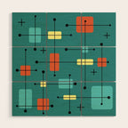 Rounded Rectangles Squares Teal Wood Wall Art Gallery Image 1