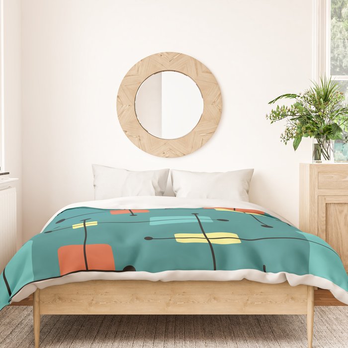 Rounded Rectangles Squares Teal Duvet Cover Gallery Image 3