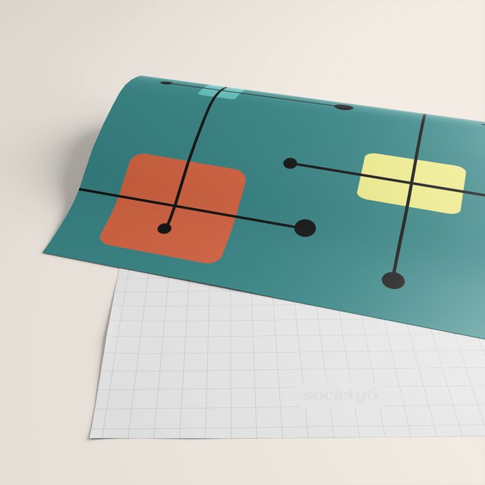 Rounded Rectangles Squares Teal Wrapping Paper Gallery Image 2