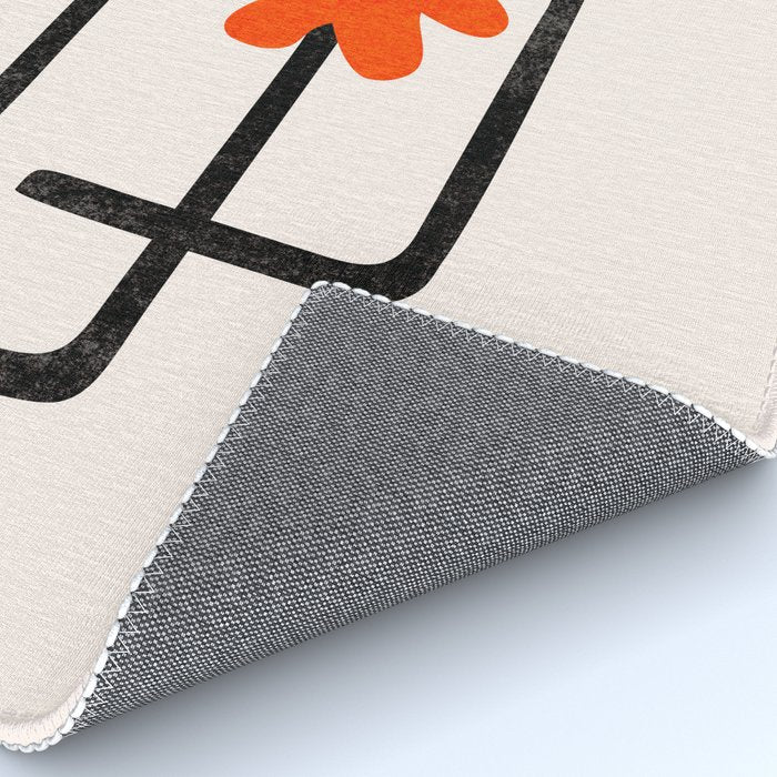 Scarlet Minimalist Red Floral Art Rug Gallery Image 4