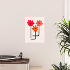 Scarlet Minimalist Red Floral Art Poster Gallery Image 2