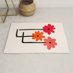Scarlet Minimalist Red Floral Art Rug Gallery Image 1