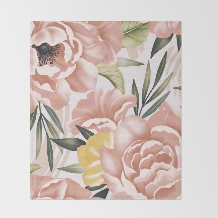 Big pink bouquet flowers S Throw Blanket Gallery Image 2