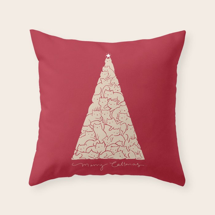 Cat Landscape 169: Merry Catsmas Throw Pillow Gallery Image 1