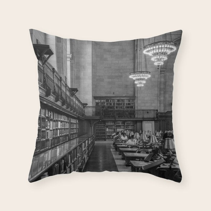 New York Public Library 01 B&W Throw Pillow Gallery Image 6