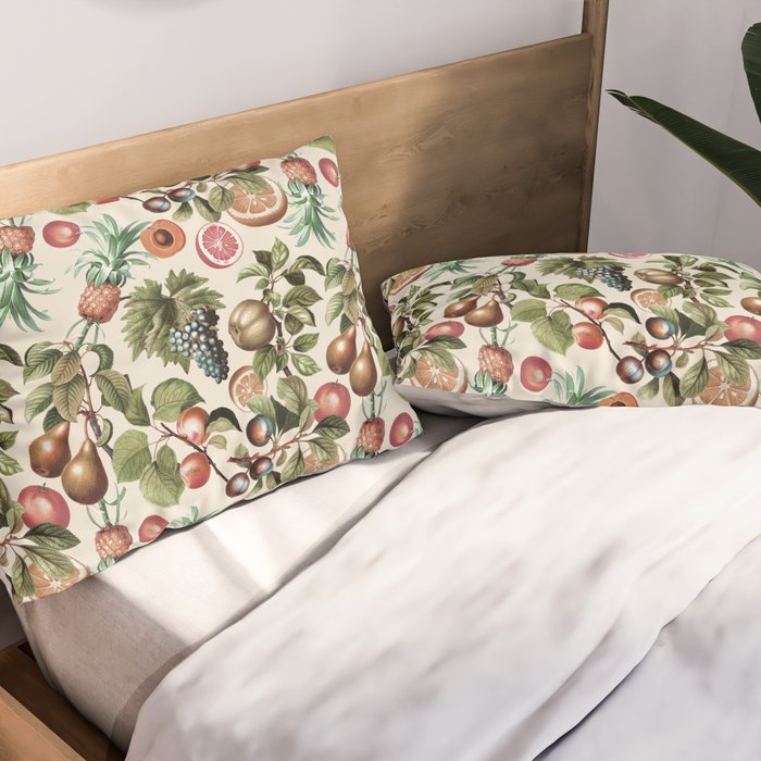 Fruitful Florals, Vintage Prints Food Pillow Sham Gallery Image 2